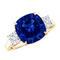 Certified 5.98 Carat Lab Grown Blue Sapphire Big Engagement Ring with Moissanite