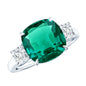 Lab Grown Emerald Cushion Engagement Ring with Moissanite