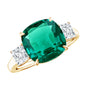 Lab Grown Emerald Cushion Engagement Ring with Moissanite