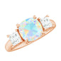 1.8 Carat Genuine Cushion Cut Ethiopian Opal 3 Stone Engagement Ring with Moissanite