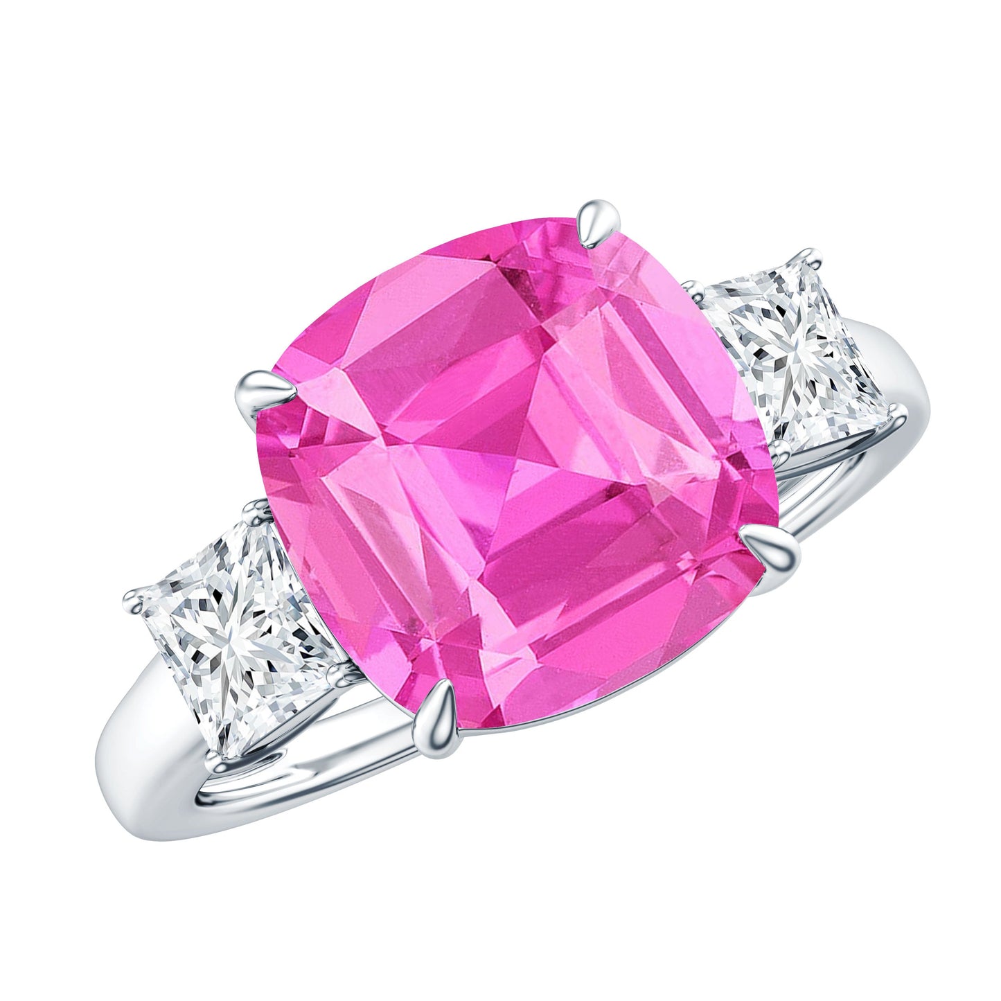 Lab Grown Pink Sapphire Past Present Future Engagement Ring