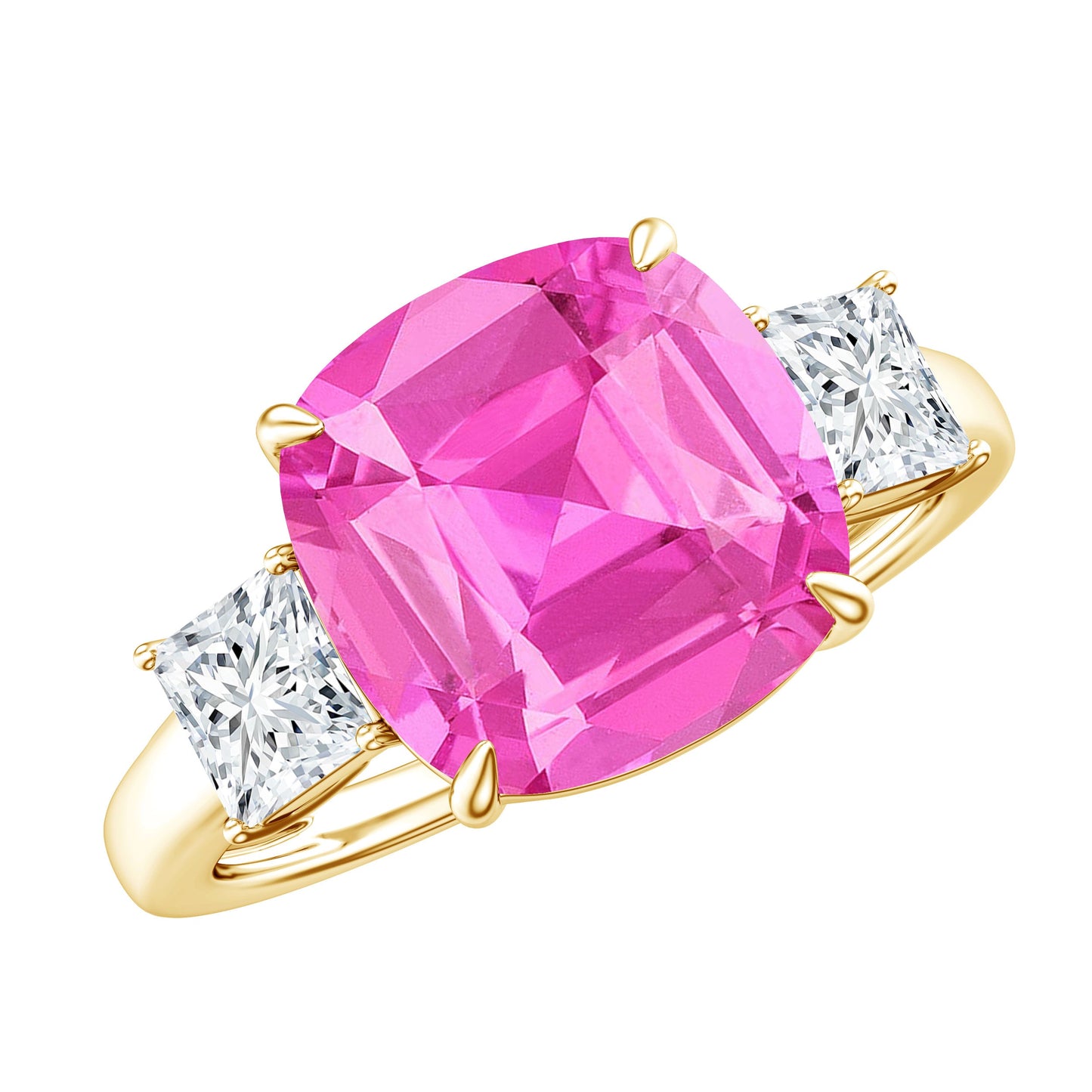 Lab Grown Pink Sapphire Past Present Future Engagement Ring