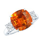 9 Carat Cushion Cut Lab Grown Orange Sapphire 3 Stone Engagement Ring