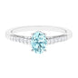 1 Carat Genuine Aquamarine Oval Engagement Ring with Diamond Side Stones