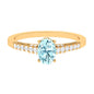 1 Carat Genuine Aquamarine Oval Engagement Ring with Diamond Side Stones