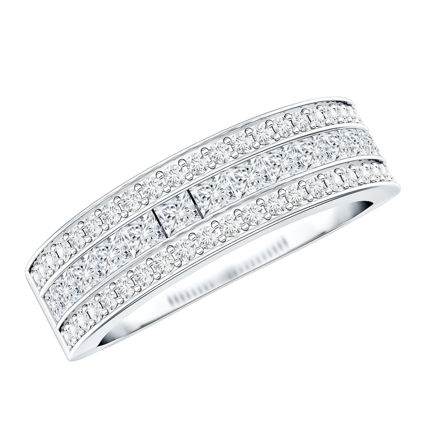 Moissanite 3 Row Eternity Band Ring for Women