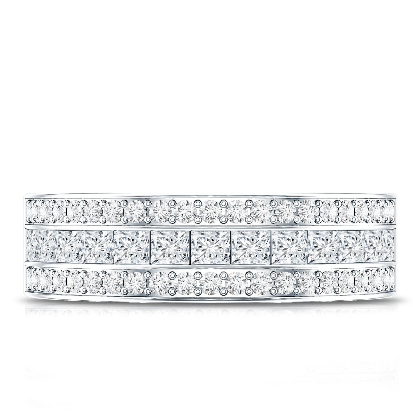 Moissanite 3 Row Eternity Band Ring for Women