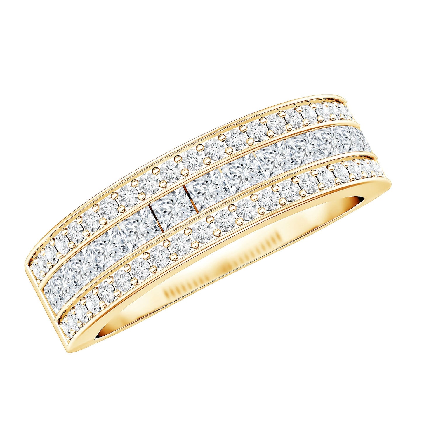 Moissanite 3 Row Eternity Band Ring for Women
