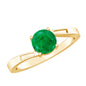Round Emerald Solitaire Engagement Ring in Bypass Shank
