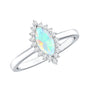 0.5 Carat Ethiopian Opal Marquise Cut Engagement Ring with Diamond Halo