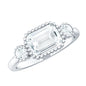 1.8 Carat Emerald Cut Moissanite 3 Stone Engagement Ring in East West Style