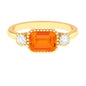 1 Carat East West Fire Opal Engagement Ring with Diamond