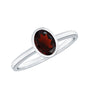 Certified Real Garnet Oval Engagement Ring in Bezel Setting