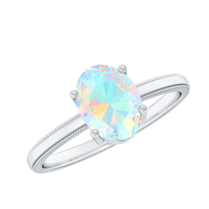 Certified Real Ethiopian Opal Solitaire Engagement Ring