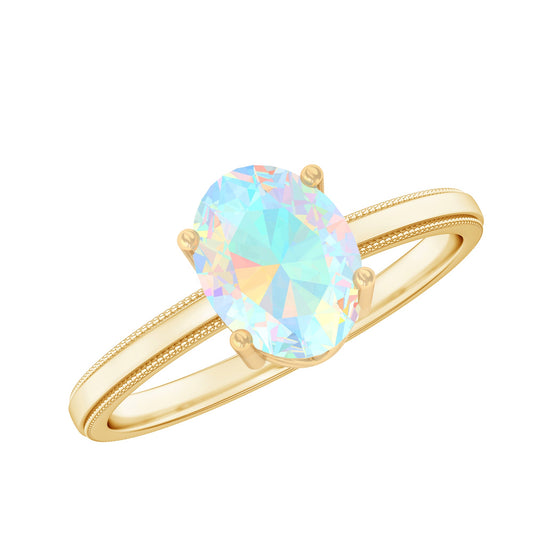 Certified Real Ethiopian Opal Solitaire Engagement Ring