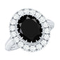Certified 4.2 Carat Lab Grown Black Diamond Huge Engagement Ring with White Diamond Halo