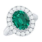 Certified 3 Carat Oval Lab Grown Emerald Vintage Looking Engagement Ring with Halo