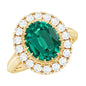 Certified 3 Carat Oval Lab Grown Emerald Vintage Looking Engagement Ring with Halo