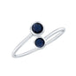 Bezel Set Blue Sapphire Two Stone Promise Ring in Bypass Shank