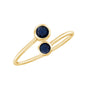 Bezel Set Blue Sapphire Two Stone Promise Ring in Bypass Shank
