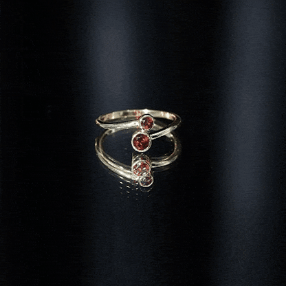 Natural Garnet 2 Stone Promise Ring with Bypass Shank