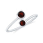 Natural Garnet 2 Stone Promise Ring with Bypass Shank