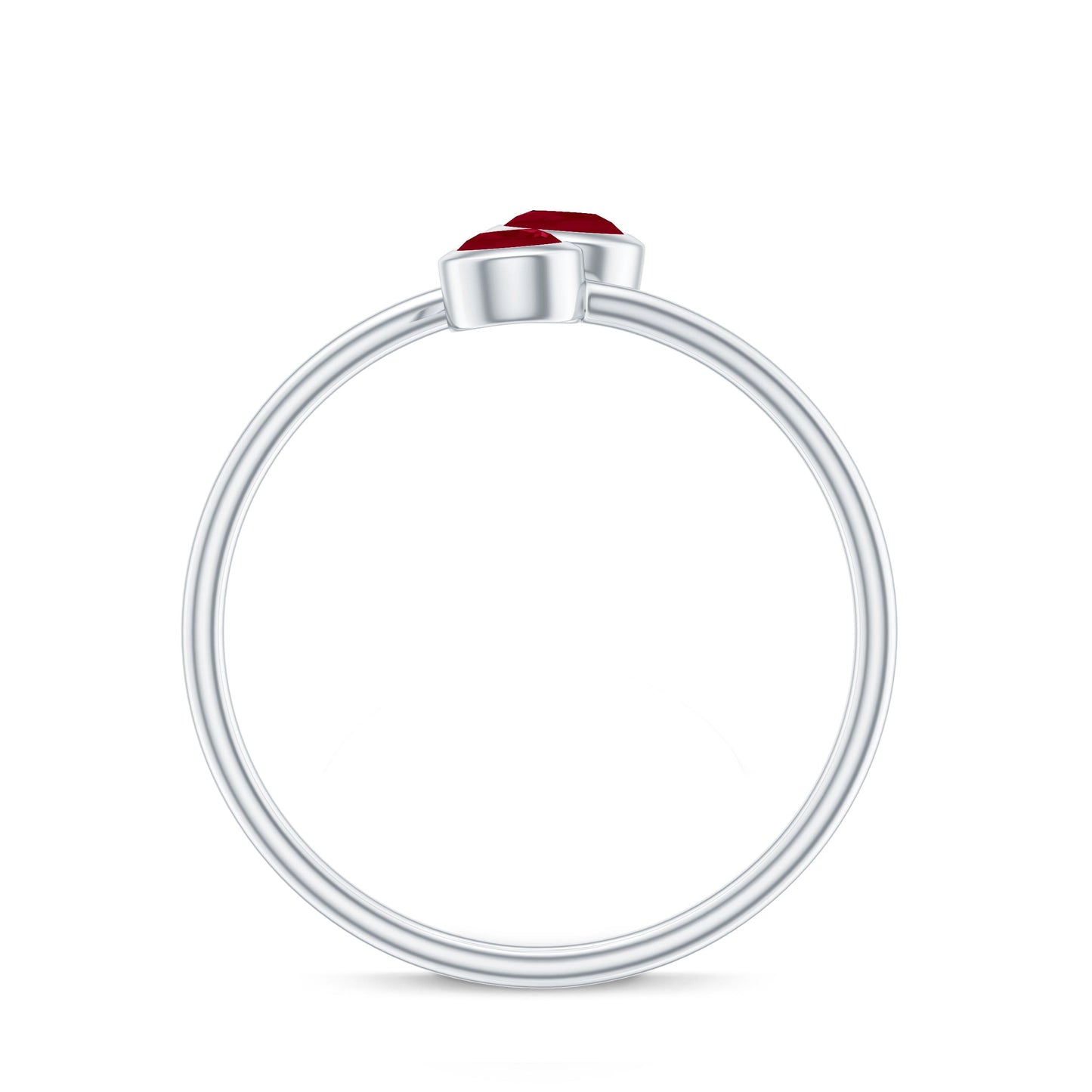 Natural Ruby 2 Stone Promise Ring for Women