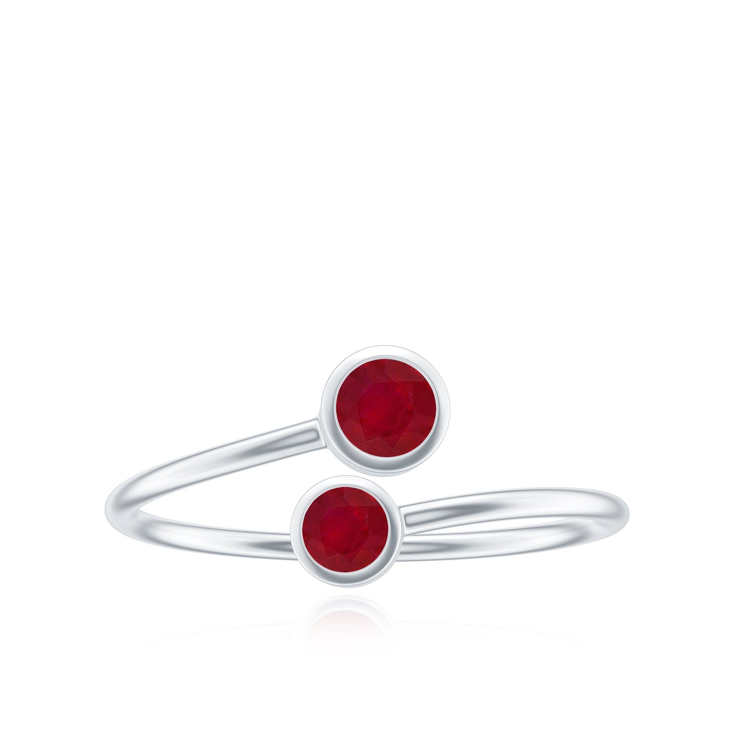 Natural Ruby 2 Stone Promise Ring for Women