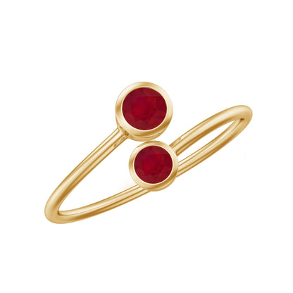 Natural Ruby 2 Stone Promise Ring for Women