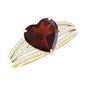 Natural 4 Carat Garnet Heart Engagement Ring with Diamond Split Shank