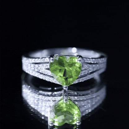 Natural 2 Carat Peridot Heart Engagement Ring with Diamond