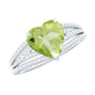 Natural 2 Carat Peridot Heart Engagement Ring with Diamond