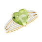 Natural 2 Carat Peridot Heart Engagement Ring with Diamond