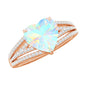 Designer Ethiopian Opal Heart Engagement Ring with Diamond Split Shank