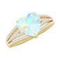 Designer Ethiopian Opal Heart Engagement Ring with Diamond Split Shank