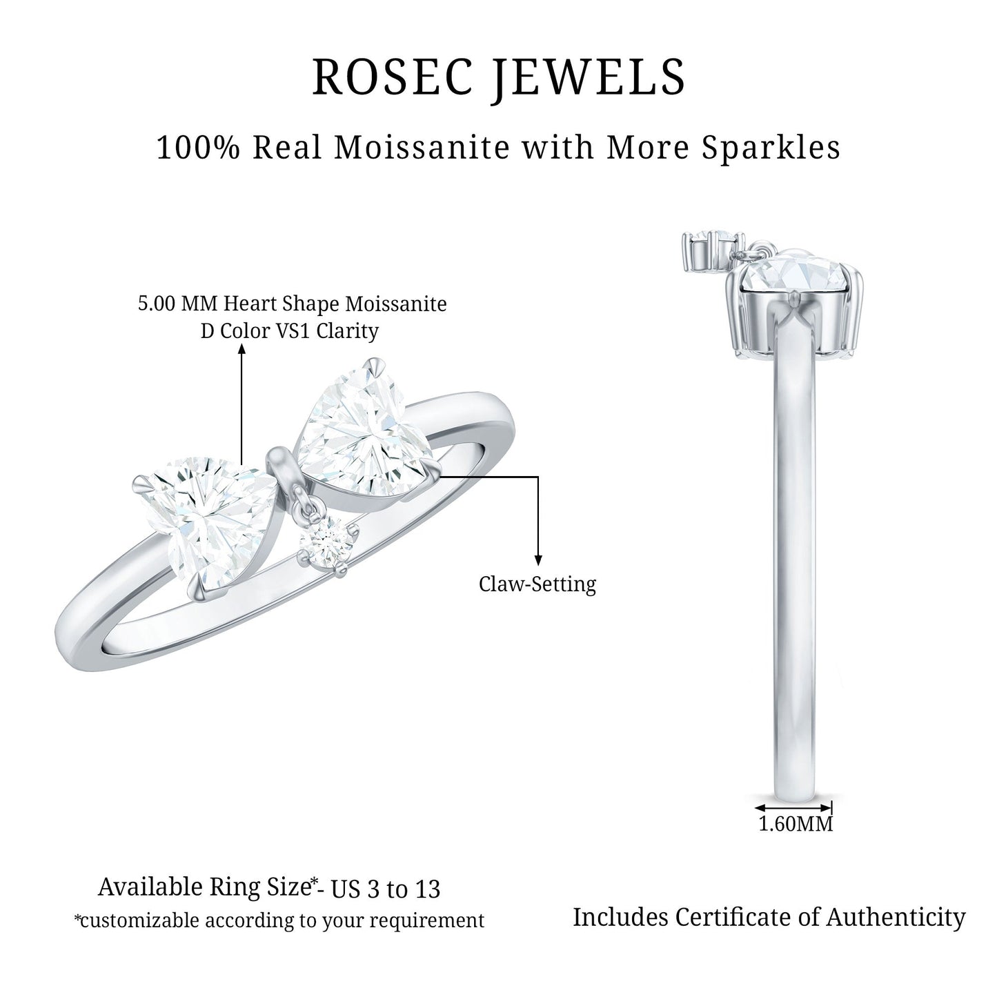 Heart Shaped Moissanite Infinity Promise Ring