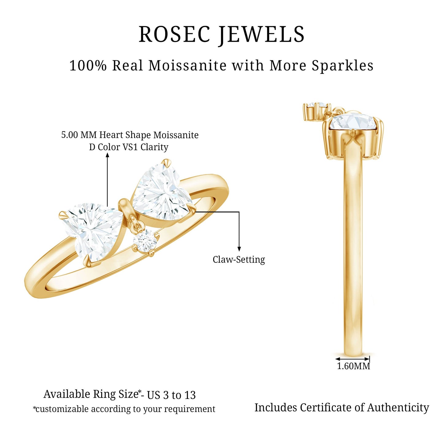 Heart Shaped Moissanite Infinity Promise Ring