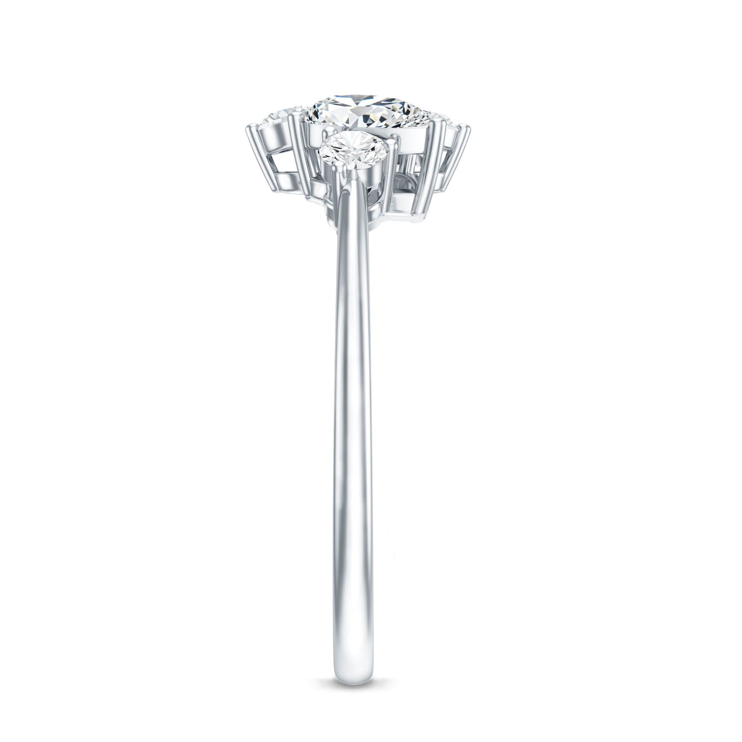 Pear and Round Moissanite Cluster Promise Ring