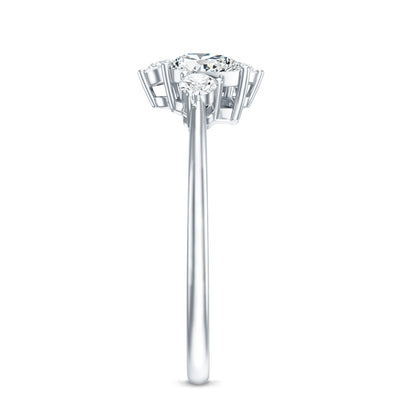 Pear and Round Moissanite Cluster Promise Ring