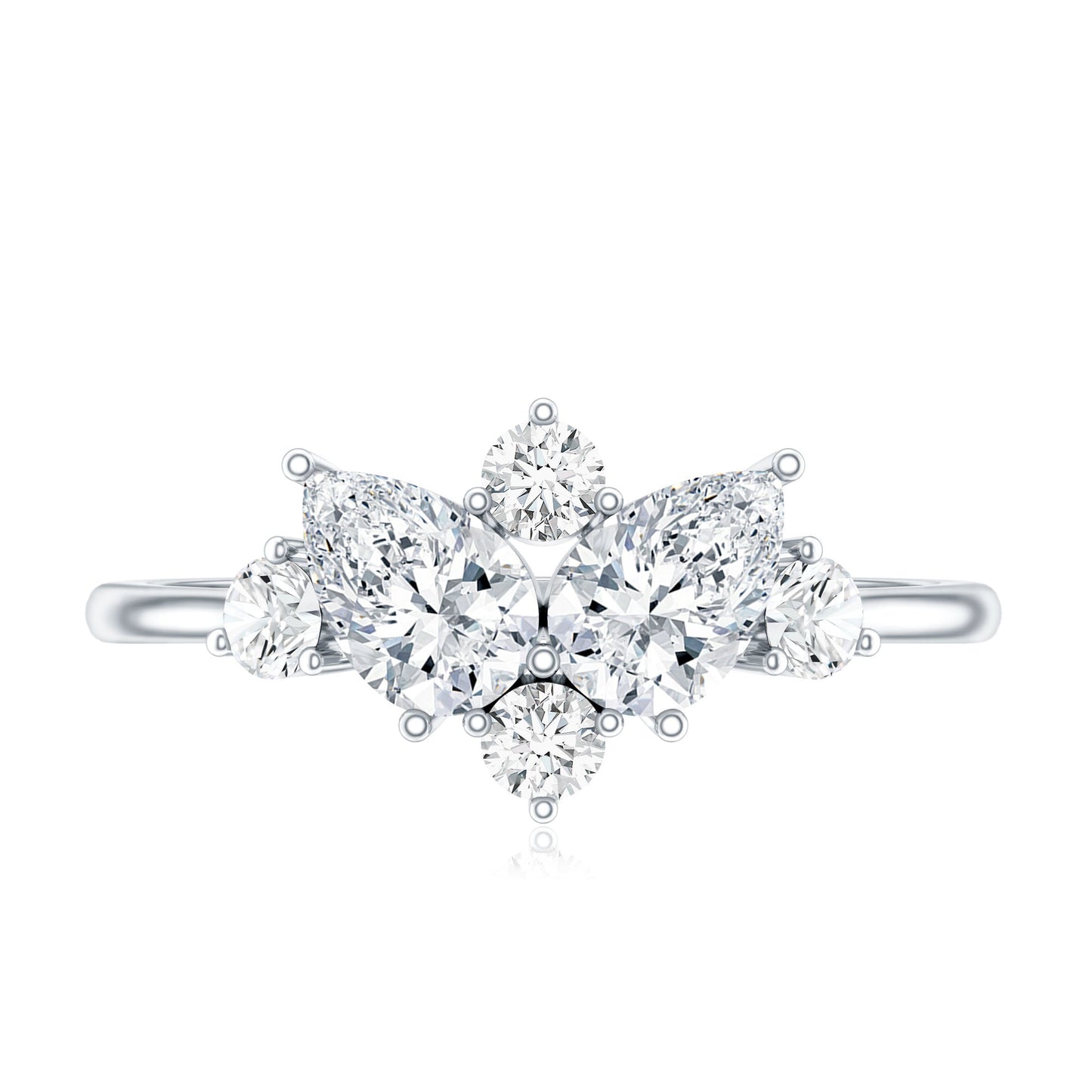 Pear and Round Moissanite Cluster Promise Ring