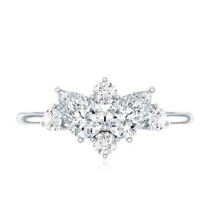 Pear and Round Moissanite Cluster Promise Ring