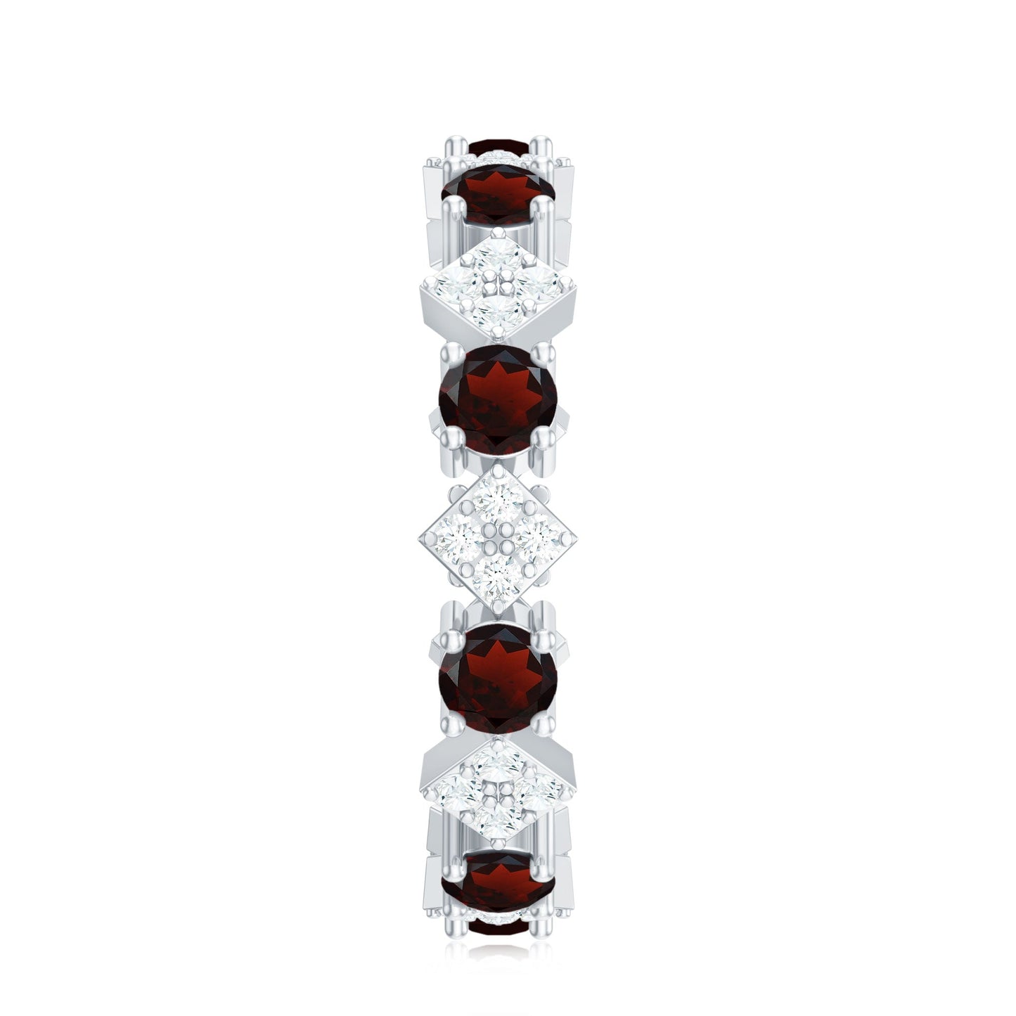 Certified Real Garnet Diamond Eternity Wedding Band Ring