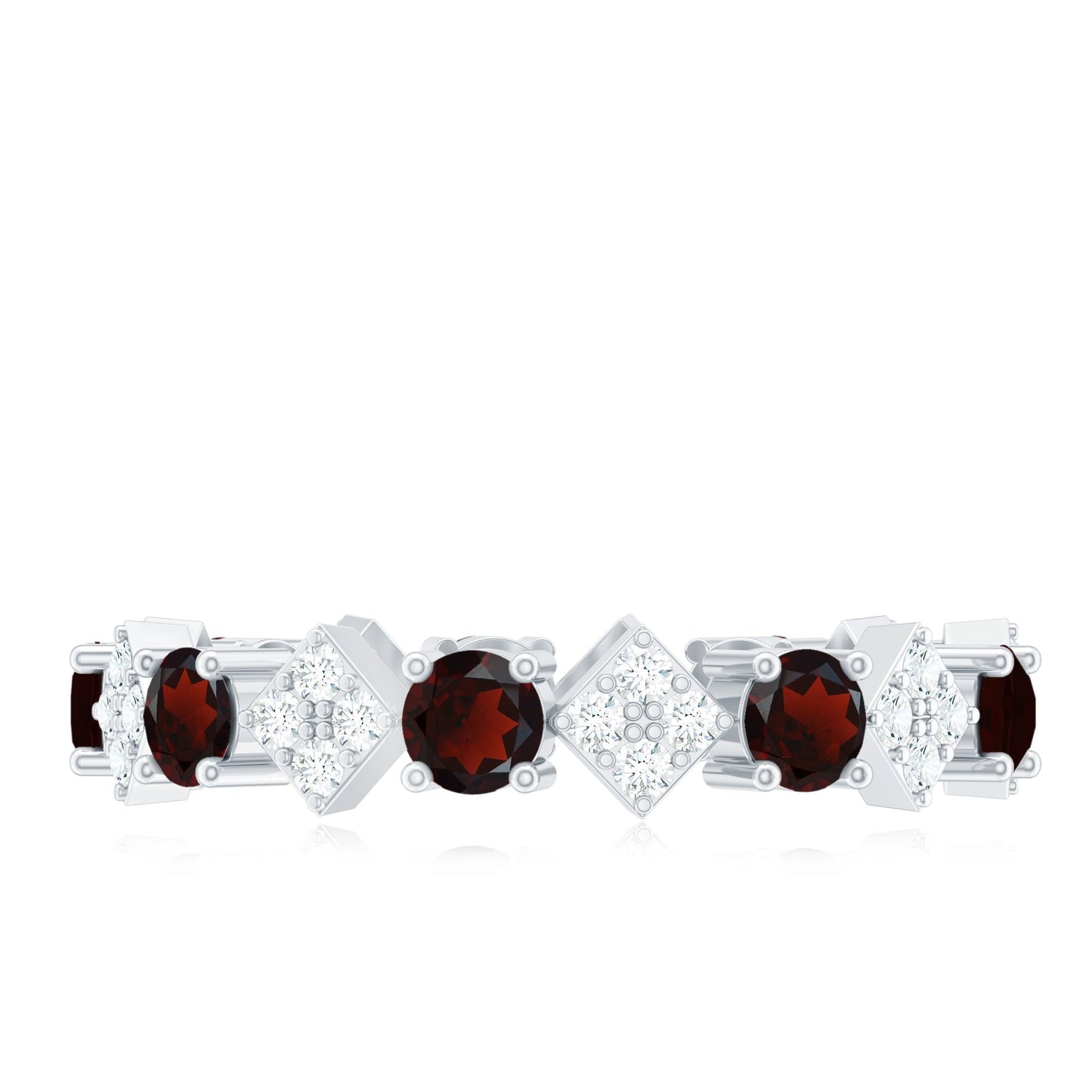 Certified Real Garnet Diamond Eternity Wedding Band Ring