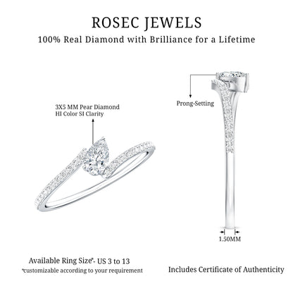 Certified Natural Diamond Promise Ring with Bypass Shank