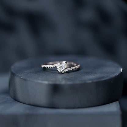 Certified Natural Diamond Promise Ring with Bypass Shank