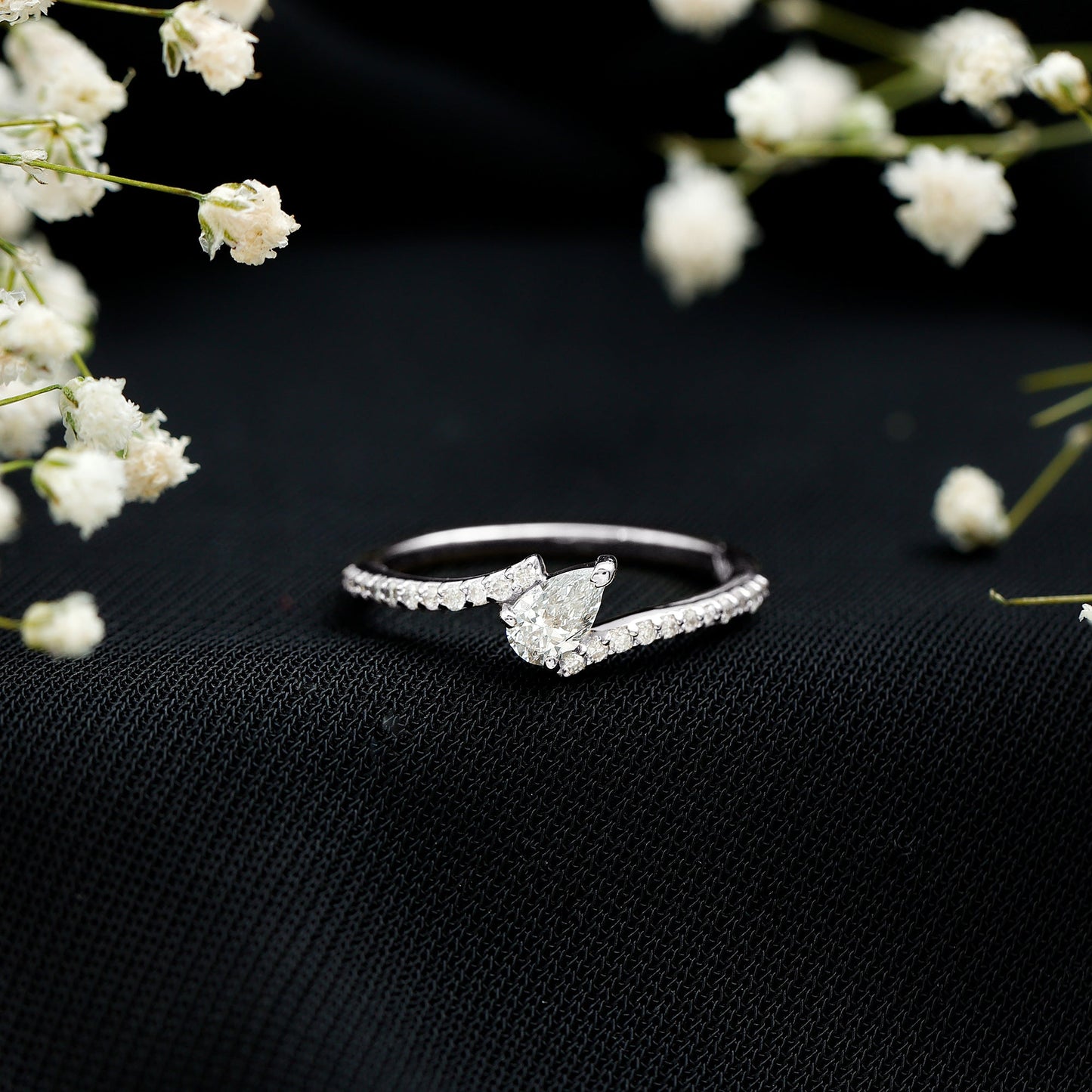 Certified Natural Diamond Promise Ring with Bypass Shank