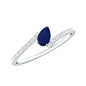 Tilted Pear Shaped Blue Sapphire Bypass Promise Ring with Diamond