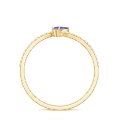 Natural Pear Shape Tanzanite Diamond Promise Ring for Engagement