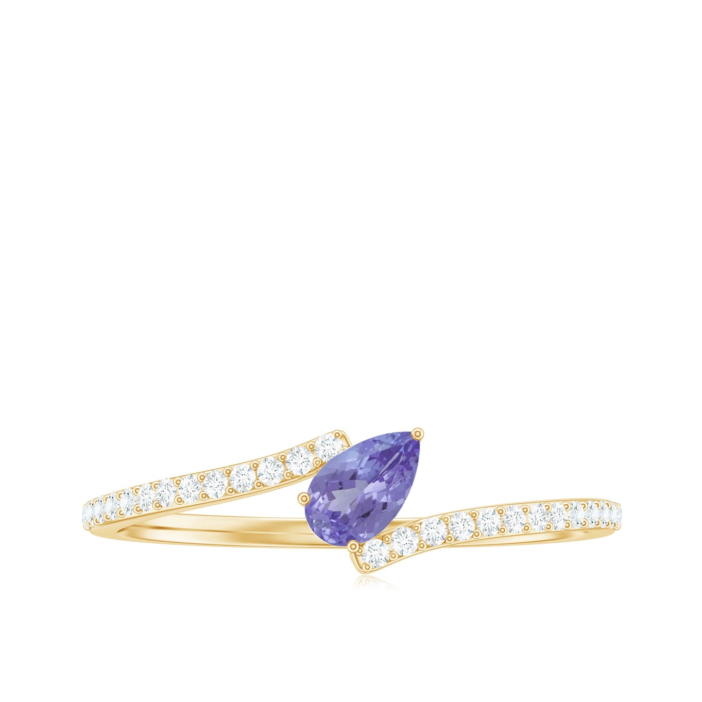 Natural Pear Shape Tanzanite Diamond Promise Ring for Engagement