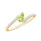 Natural Pear Shape Peridot Promise Ring with Bypass Diamond